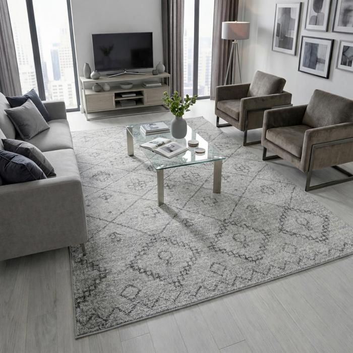 Tapis berbère 120x170 tissé motifs tribaux SAUTUL crème