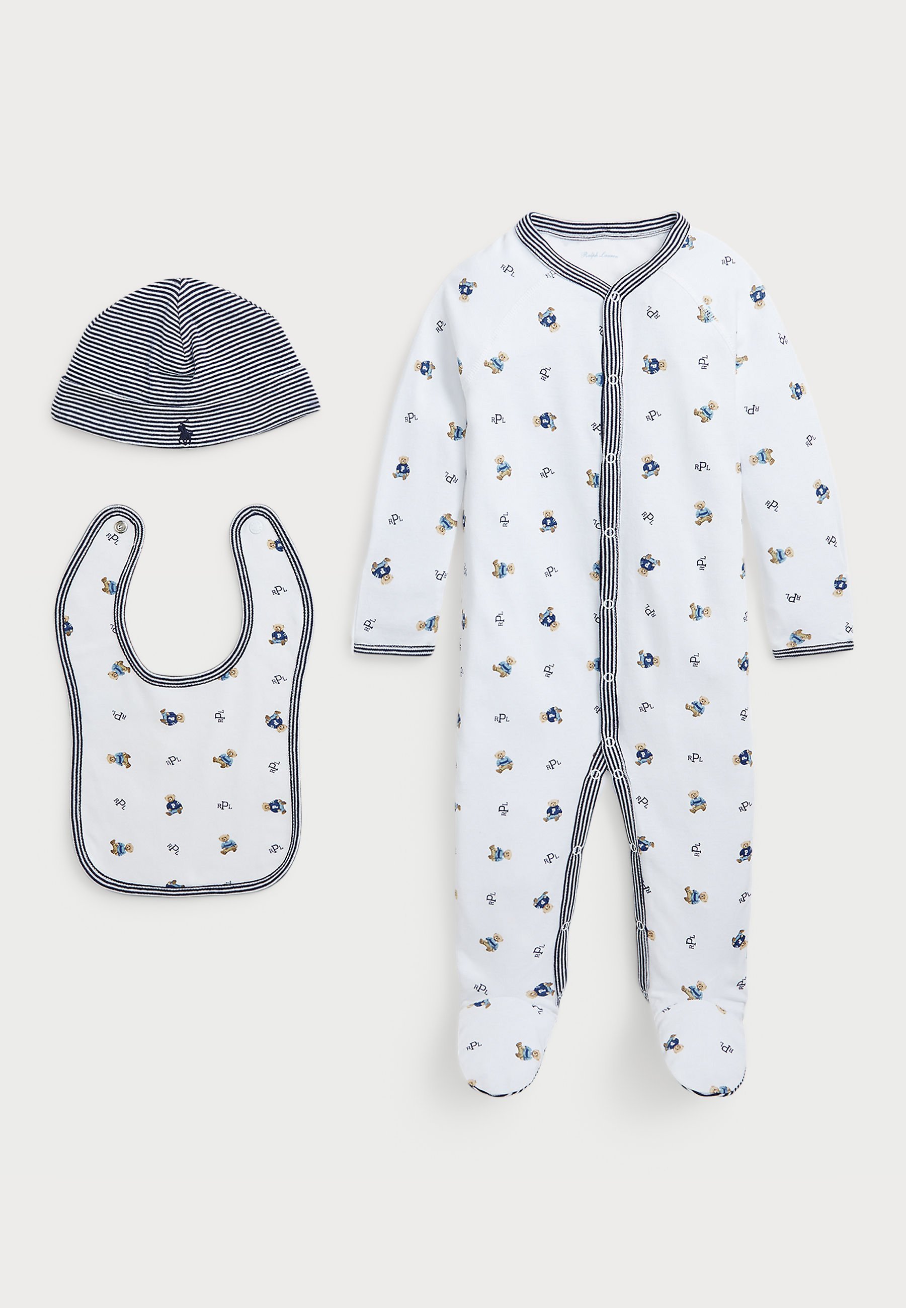 Polo Ralph Lauren POLO BEAR KATOEN 3-DELIGE CADEAUSET - Jumpsuit - wit/verfijnd marineblauw
