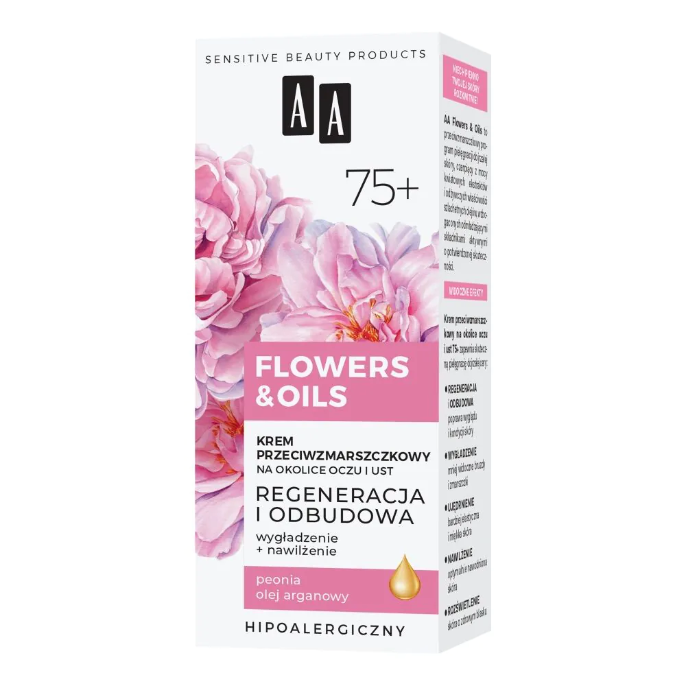 AA Flowers & Oils 75+ Odbudowa Krem Przeciwzmarszczkowy na Okolice oczu i ust