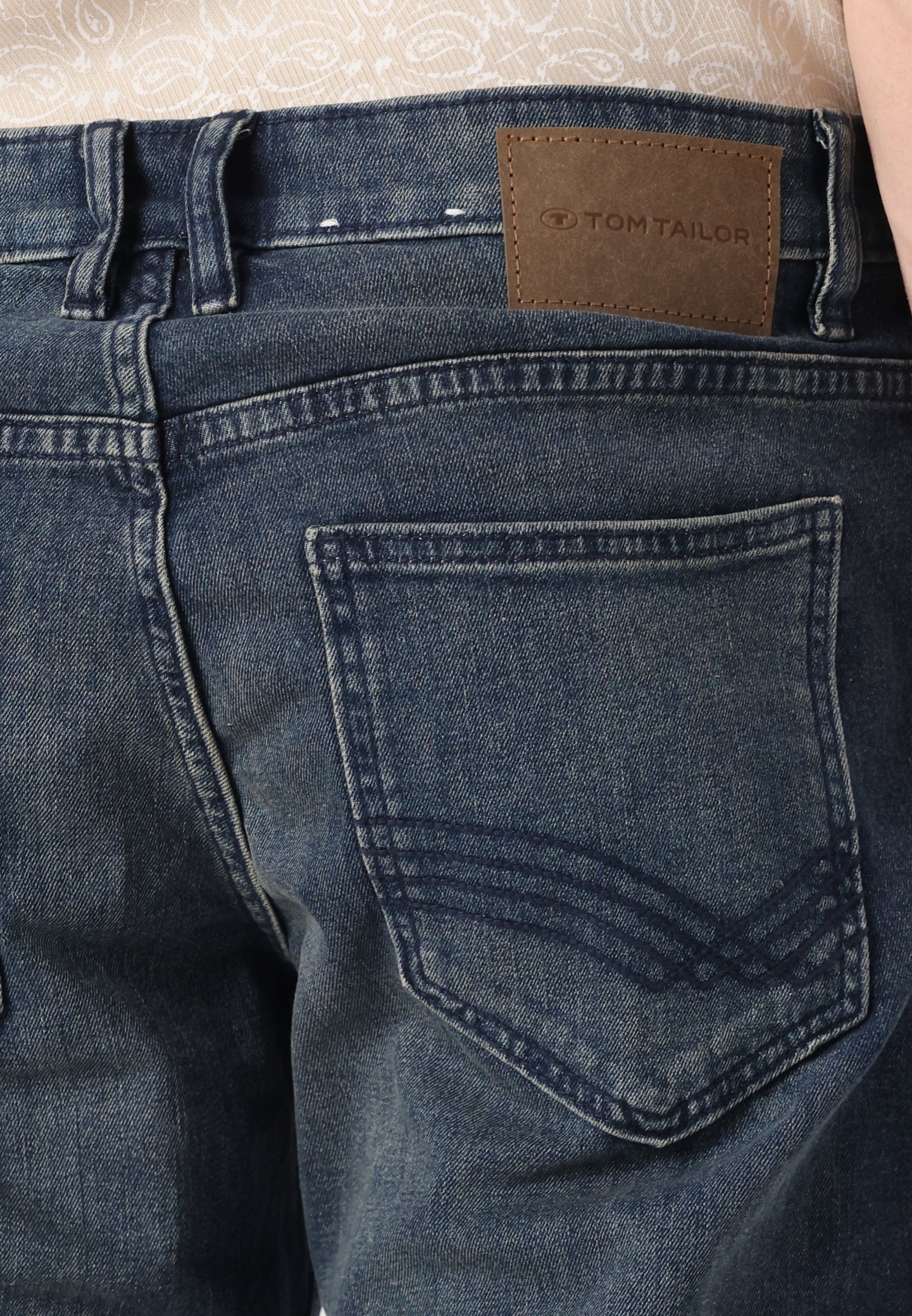 TOM TAILOR MARVIN - Jeans mit geradem Bein - dunkler Stone-Wash-Denim