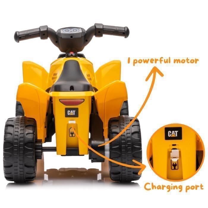 Quad elettrico CATERPILLAR 6V - Giallo - Età 1-3 anni - Prodotto con licenza ufficiale CAT - Luci a LED - 25 kg