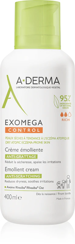 Creme corporal emoliente A-Derma Exomega Control para pele seca e atópica