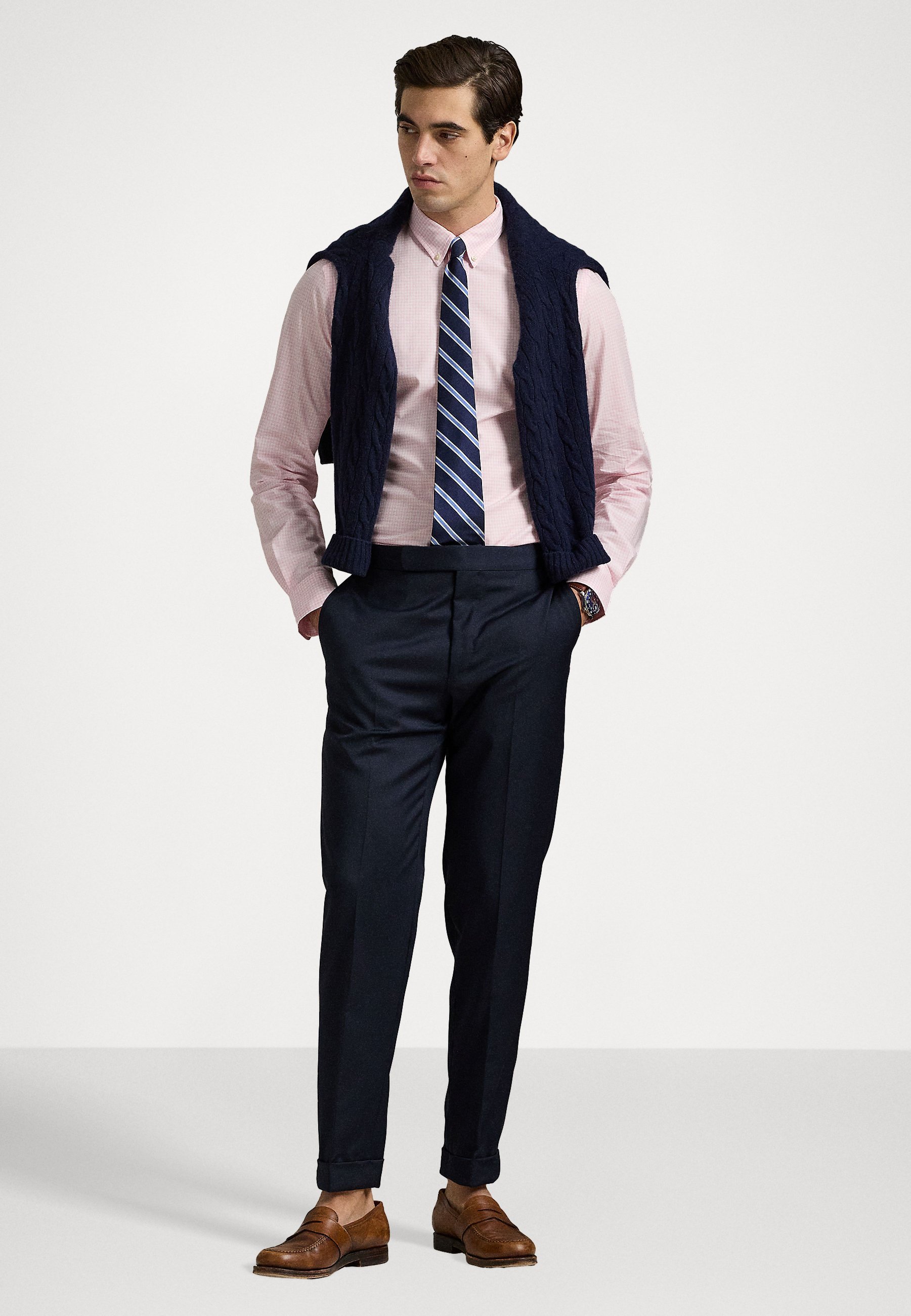Polo Ralph Lauren Slim Fit Gingham Stretch Poplin Shirt - Shirt - karamelroze/wit