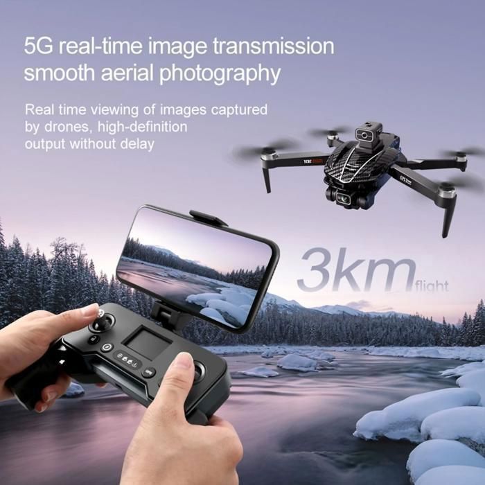 Dron, 4K, doble cámara, motor sin escobillas, 5G, evasión de obstáculos, modo seguimiento, modo belleza, fibra de carbono negra