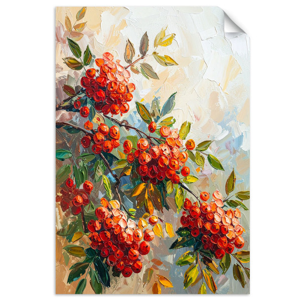 Plakat samoprzylepny do salonu sypialni Feeby Czerwona Jarzebina 20x30