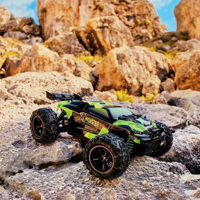 RC Voiture télécommandée - OVERMAX - X-Monster 3.0 - 30 km/h - Échelle 1:18 - 4x4 - Vert/Violet