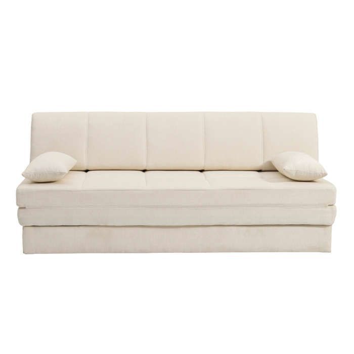 Sofá convertible de 3 plazas LUMA en tejido de chenilla beige.
