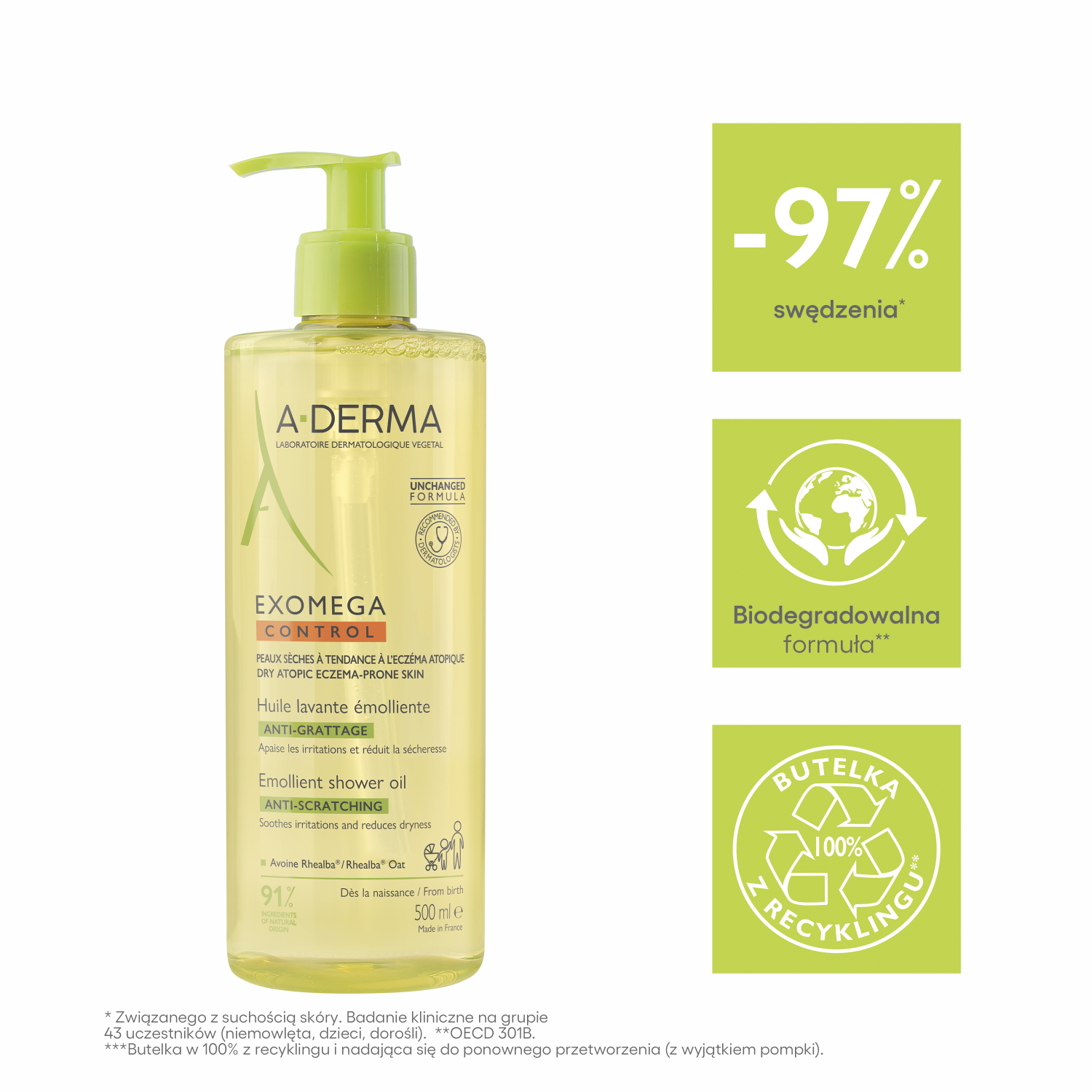 Preparação para banho A-Derma 500ml Exomega