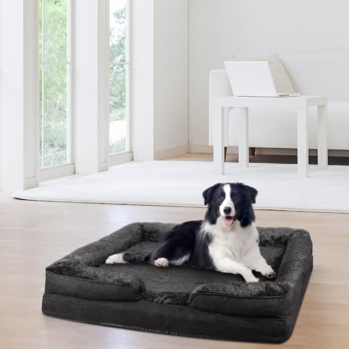Lit pour chien grand KEDIA - Capacité de charge 50kg - Coton noir 106*80*20cm