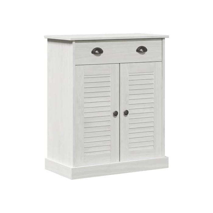 Badezimmerschrank – vidaXL – Massives Kiefernholz – Antikweiß – 67,5 x 34 x 80 cm – Viel Stauraum