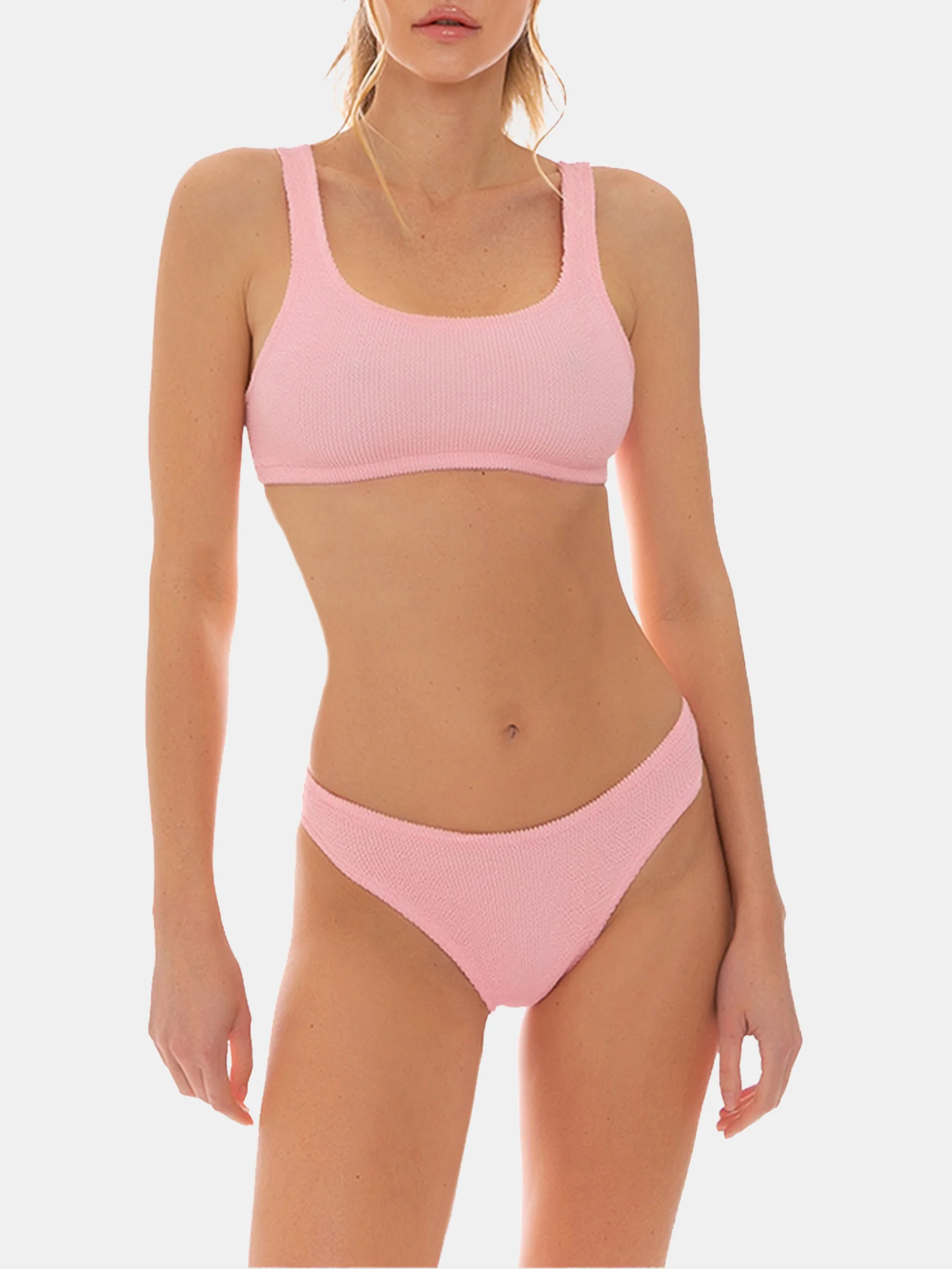 Roze gekreukte bralette bikini