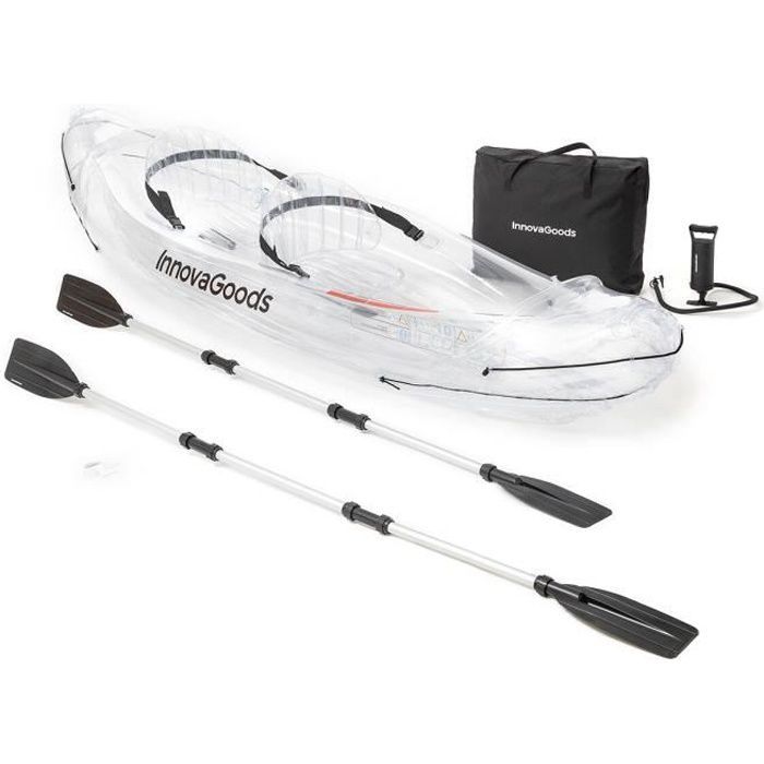Kayak inflable transparente para 2 personas InnovaGoods de 312 cm con accesorios.