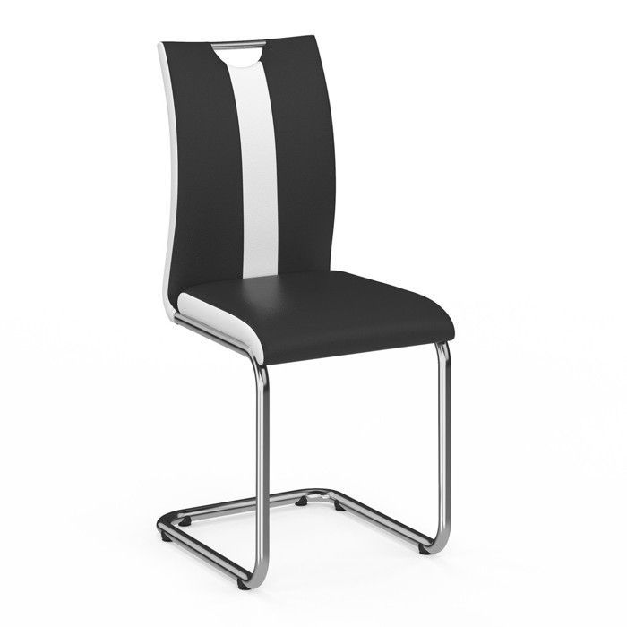 IDMARKET Set van 4 PIA eetkamerstoelen met zwarte chromen poten