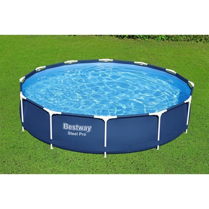 Kit de piscina tubular elevada redonda BESTWAY Steel Pro de 366 x 76 cm (incluye bomba de filtro y cartucho).