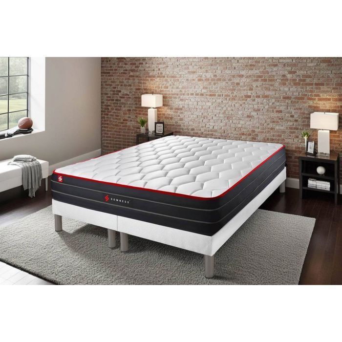 Base de cama doble + colchón BOOST de muelles ensacados y espuma viscoelástica 200x200