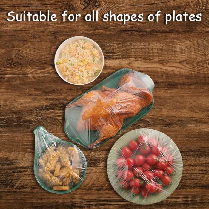 300 bolsas reutilizables de plástico retráctil para almacenar alimentos, cajas para almacenar frutas y verduras, película elástica estirable.
