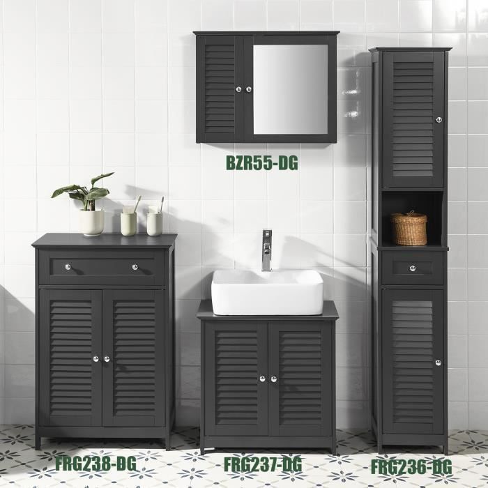 Mobile contenitore da bagno SoBuy FRG236-DG, armadio alto, ripostiglio - Grigio
