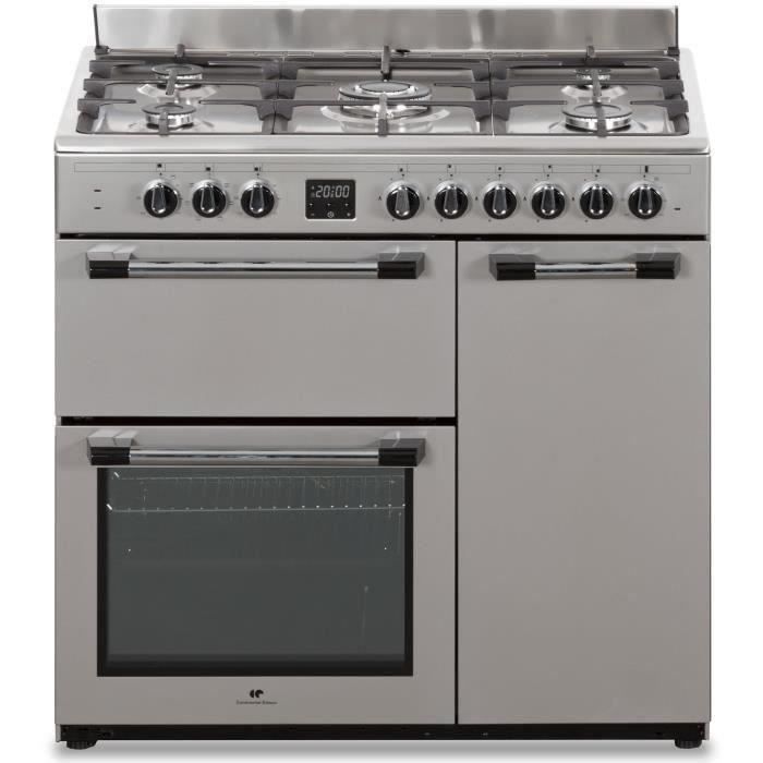 Continental Edison CECP903FIX gas range cooker with 3 electric ovens, 5 burners - Stainless steel - 90 cm wide