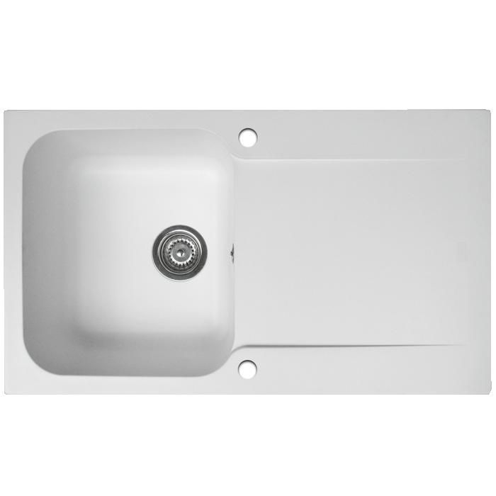 Evier Lisse évier réversible 1 cuve 1 égouttoir en résine blanc Essebagno