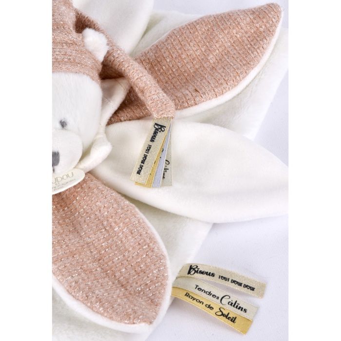 Doudou plat petales Ours Rose - 25 cm - Collection Anniversaire