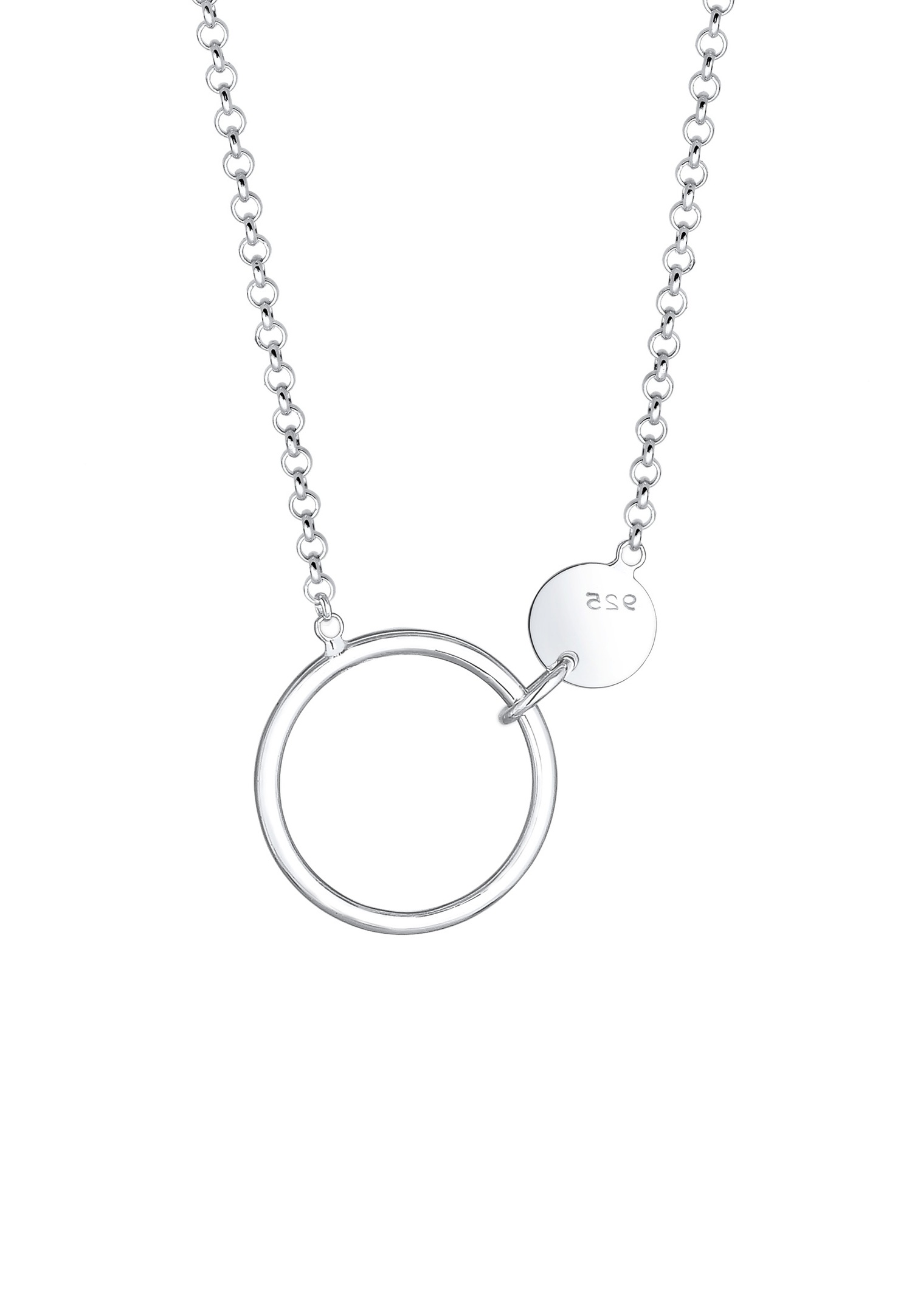 Elli Pendentifs Plaquettaire Cercle Geo Minimal Collier Femme - (925/1000) Argent