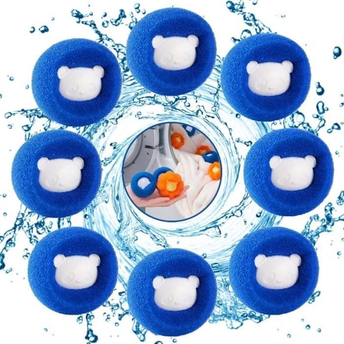Boule Anti Poils - AUTREMENT - 8 Pièces - Réutilisables - Bleu - Pour Machine à Laver