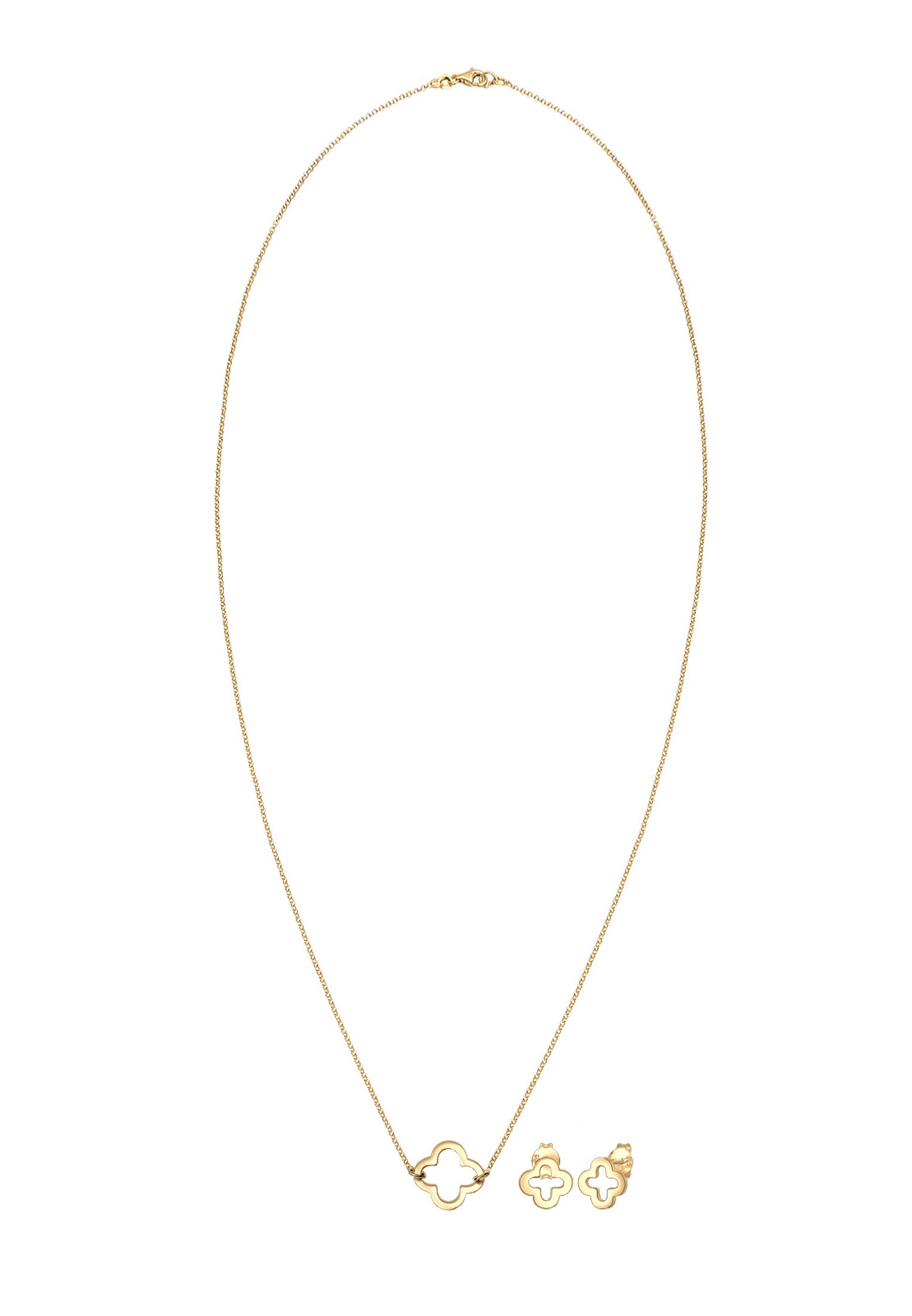 Elli de Bijoux Lot Trèfle Porte-Bonheur Talisman Collier Clous d'Oreille Femme (925/1000) Argent