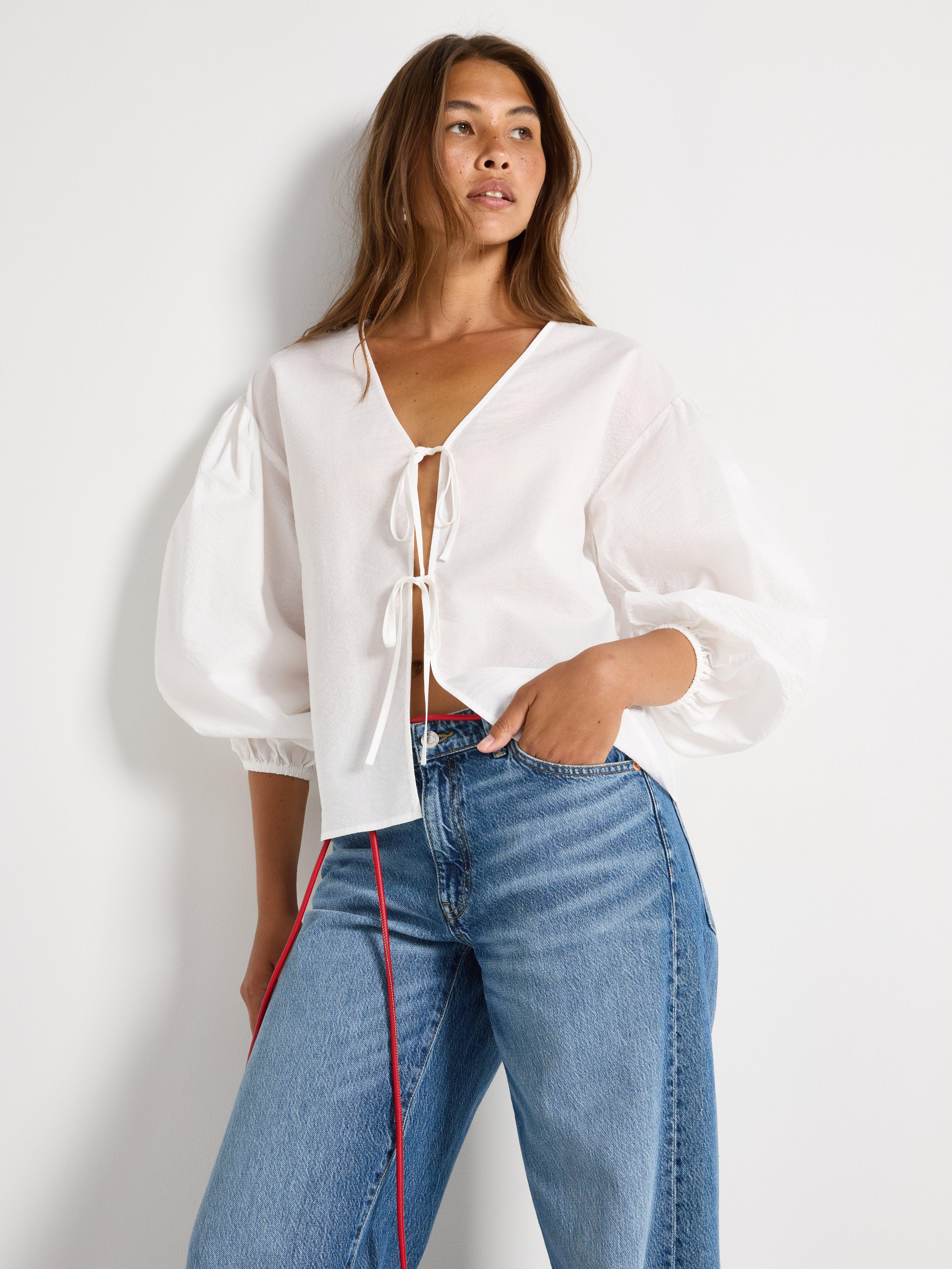 Bluse med knytedetaljer Off White