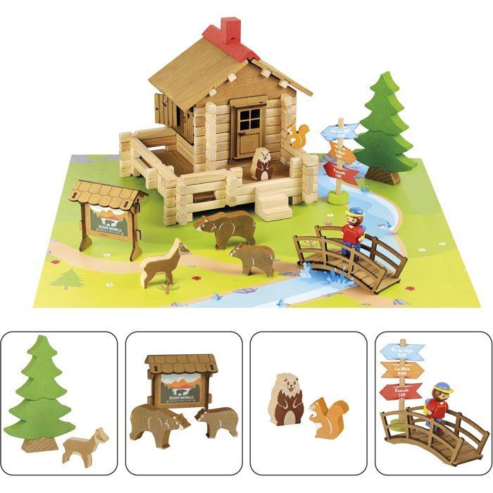 JEUJURA - Wooden Construction Set - The Nature Reserve - 125 pieces - Ages 5+