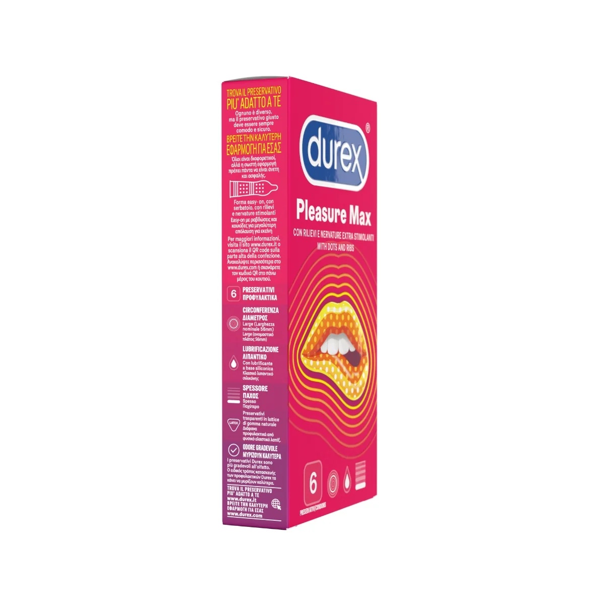 Durex Pleasuremax Stimulierende Kondome, 6 Stück, transparent und gleitmittelbeschichtet