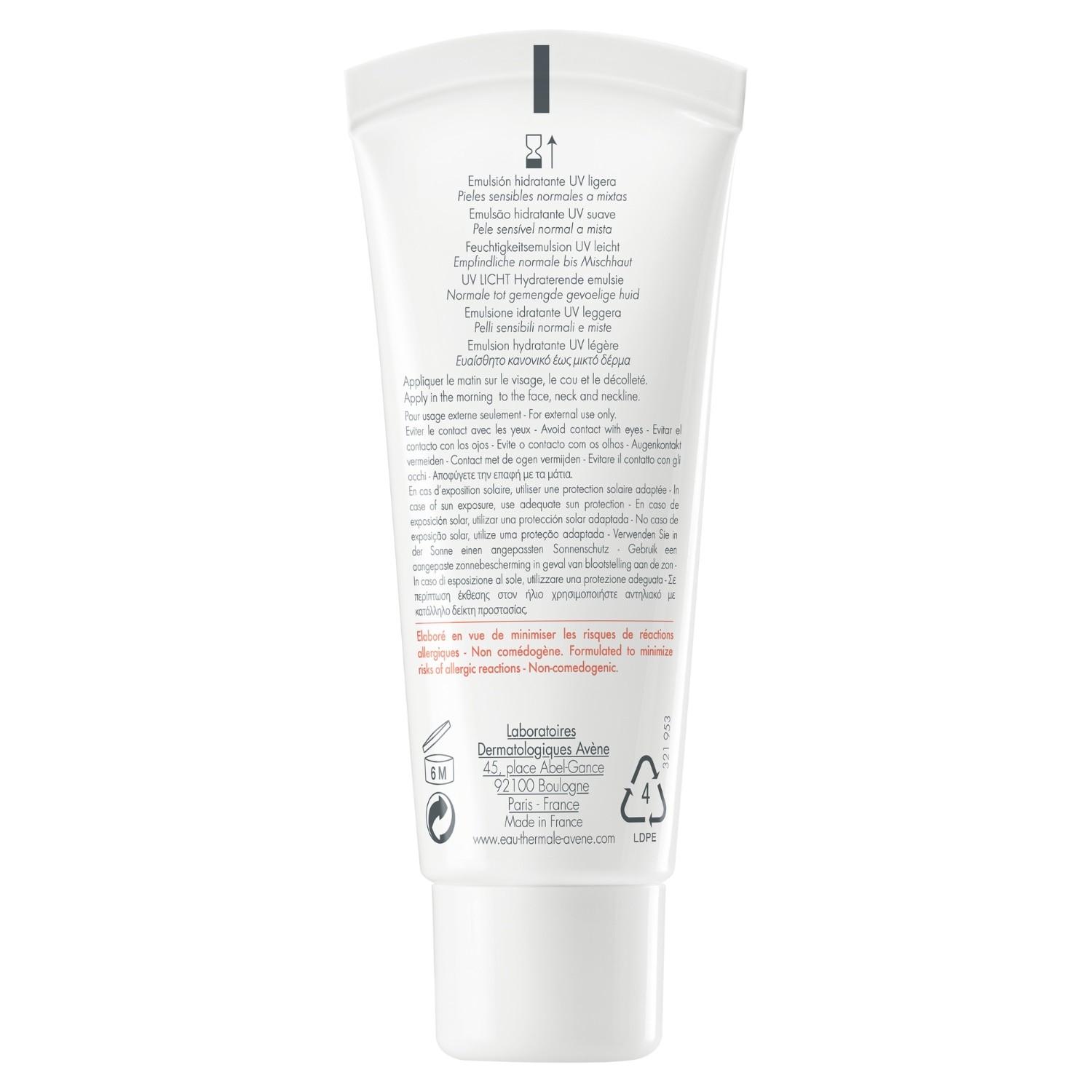 „Avène Hydrance“ UV šviesos veido emulsija – 40 ml