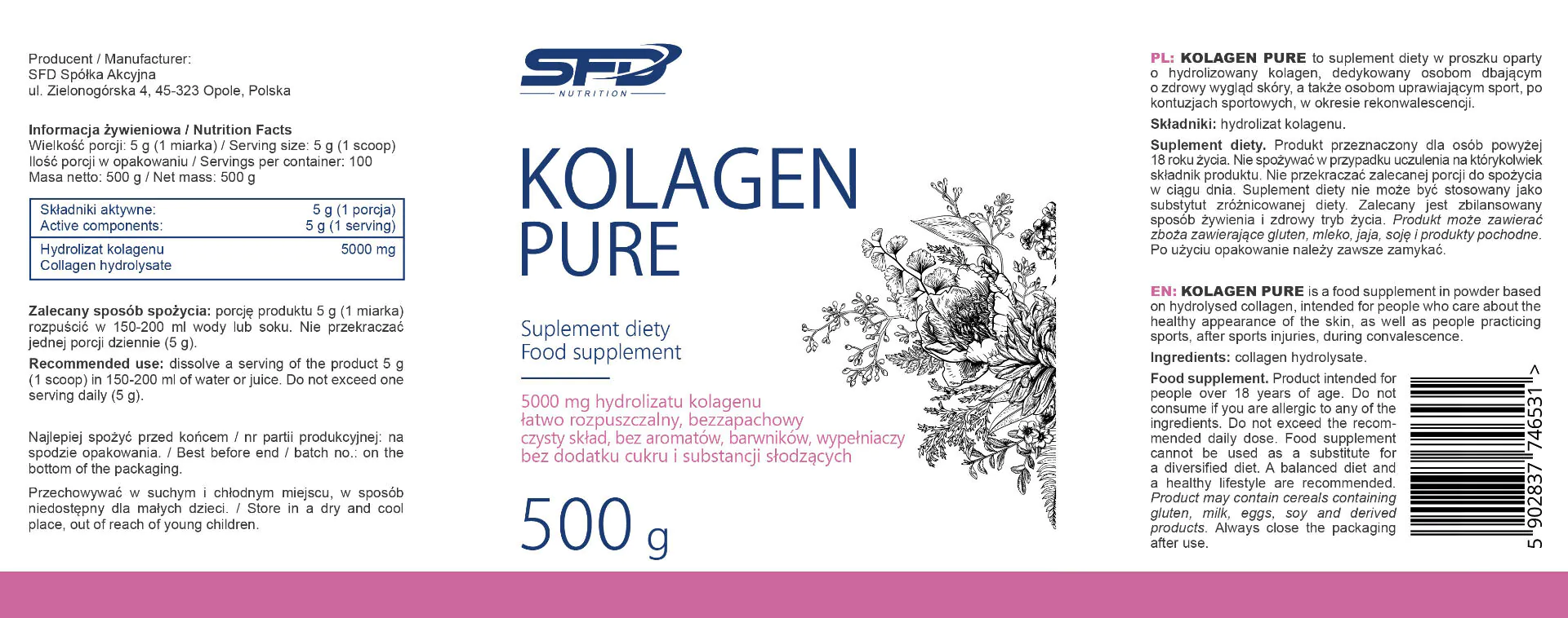 SFD Kolagen Pure, Proszek do rozpuszczania