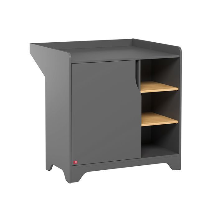 Complete bedroom set including baby cot, changing table, and 1-door wardrobe in Vox Leaf Grey and wood