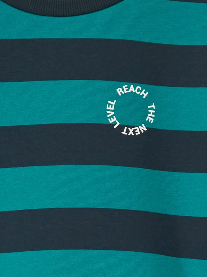 Fleece sweatshirt met brede strepen - GROEN