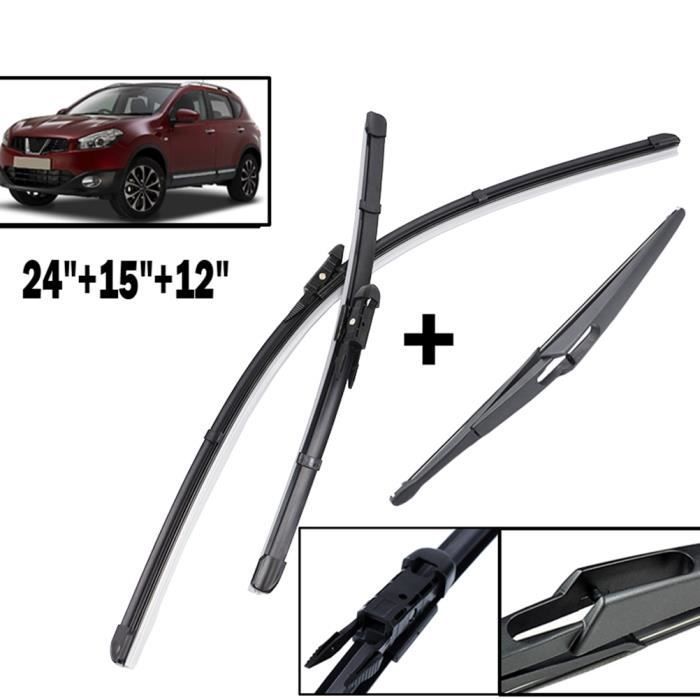 Juego de 3 limpiaparabrisas delanteros y traseros para Nissan Qashqai J10 2006 2007 2008 2009 2010 2011 2012 2013