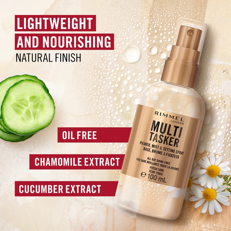 „Rimmel Multi-Tasker“ makiažo pagrindo bazė ir fiksuojamasis purškiklis viename