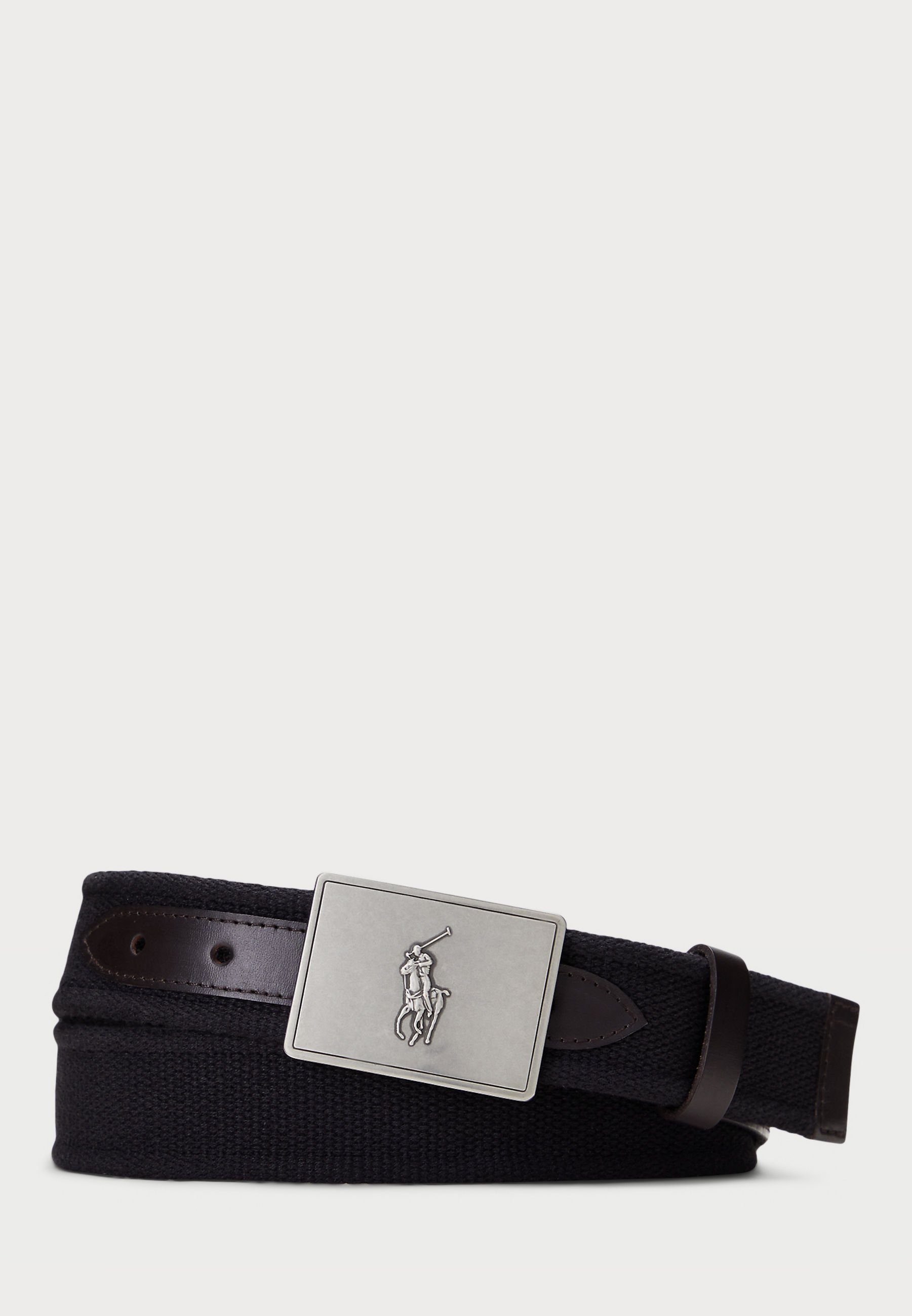Polo Ralph Lauren PONY PLAQUE CANVAS & LEATHER BELT - Riem - zwart