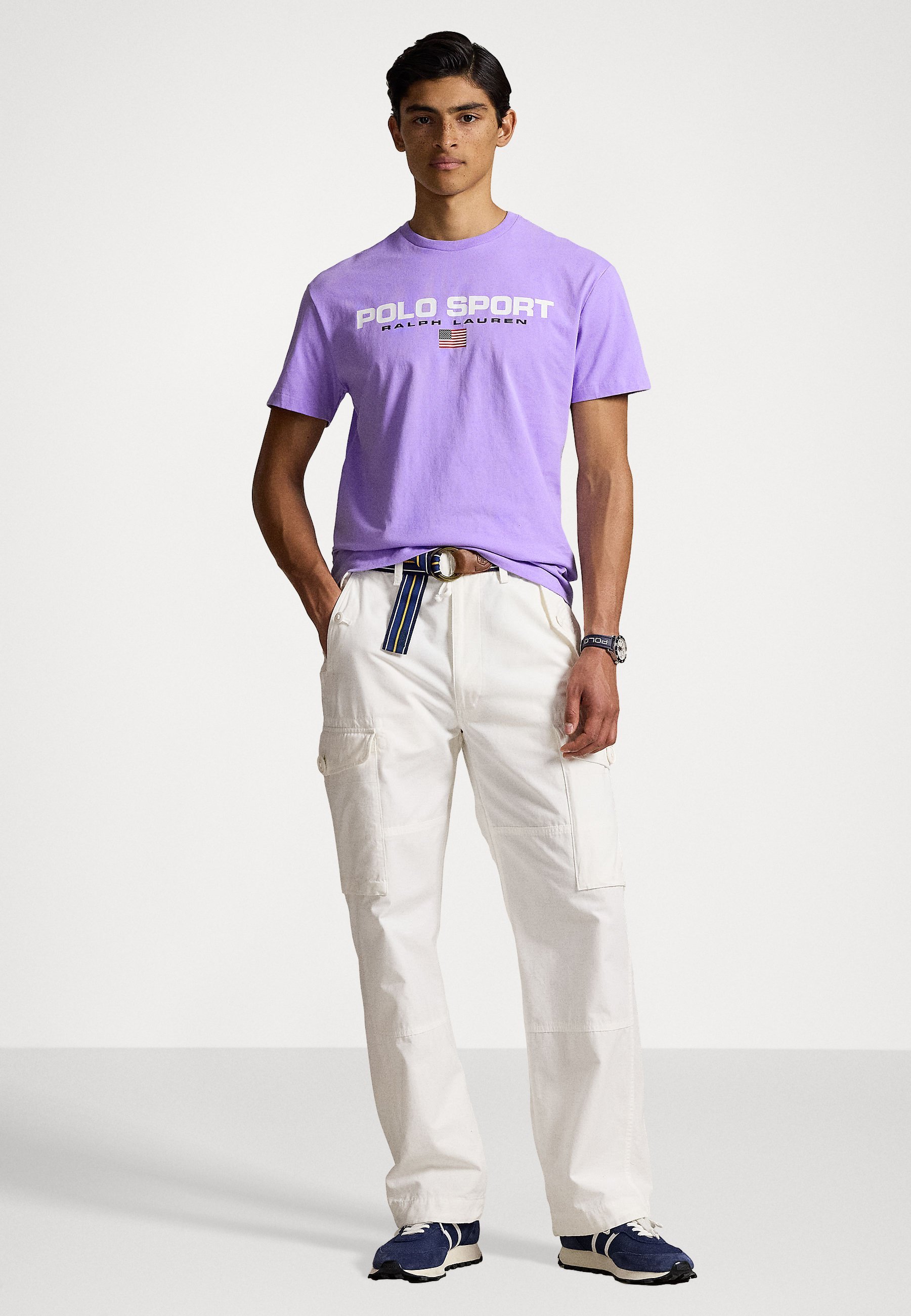 Polo Ralph Lauren CLASSIC FIT POLO SPORT JERSEY T-SHIRT UNISEX - T-shirt stampata - lavanda cielo/bianco
