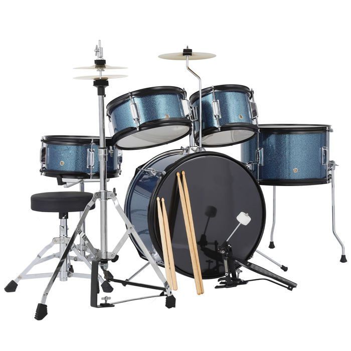Batería completa de 5 piezas - LUNSY - Bombo - Caja - 2 toms - Tom de piso - Hi-hat - Platillos
