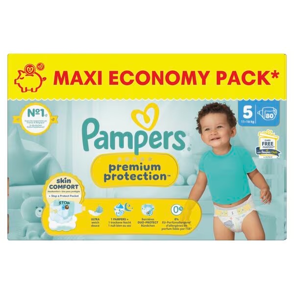 „Pampers Premium Protection“ sauskelnės, 5 dydis (11–16 kg), 80 vnt.