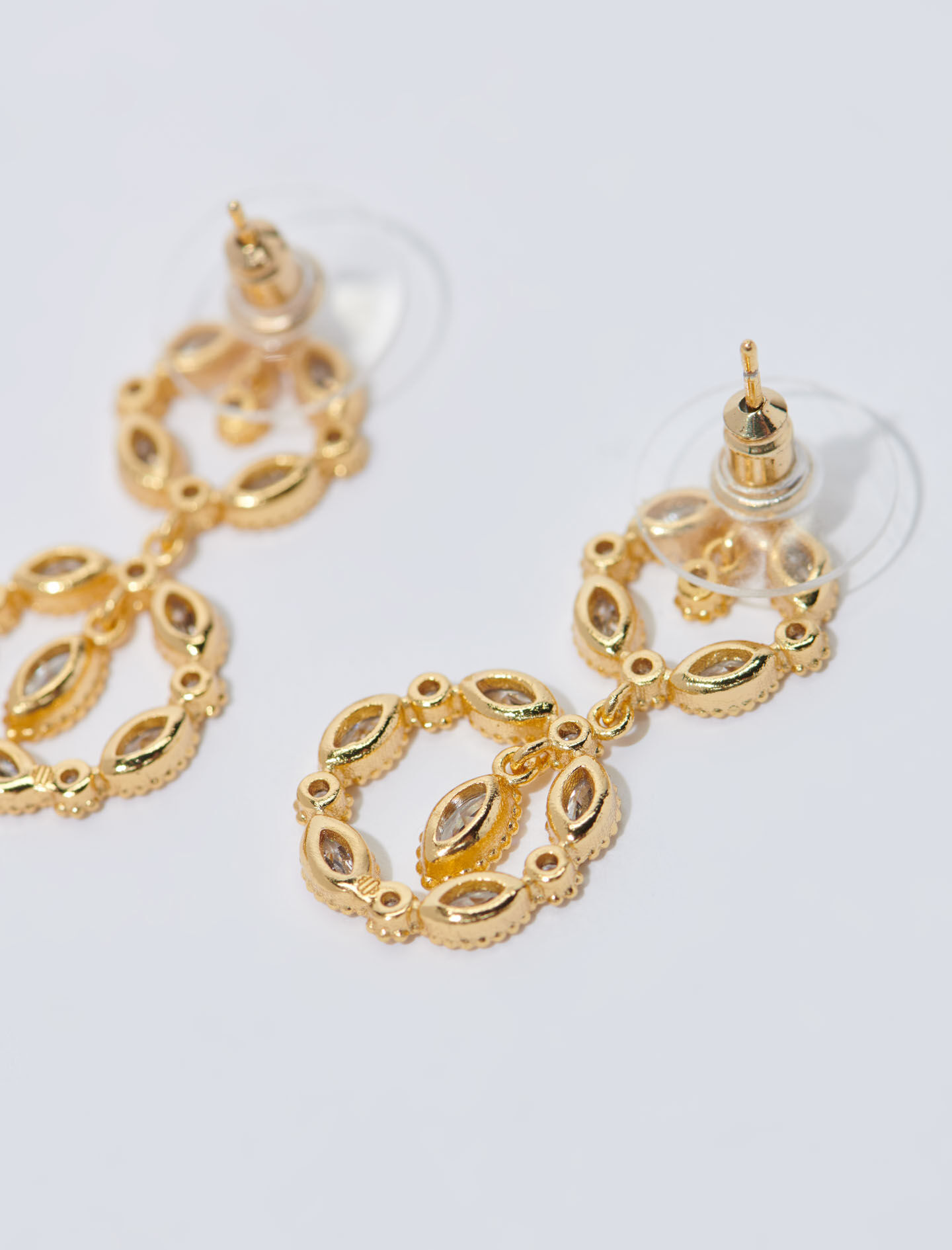 Lange oorbellen met strass-steentjes - Goud