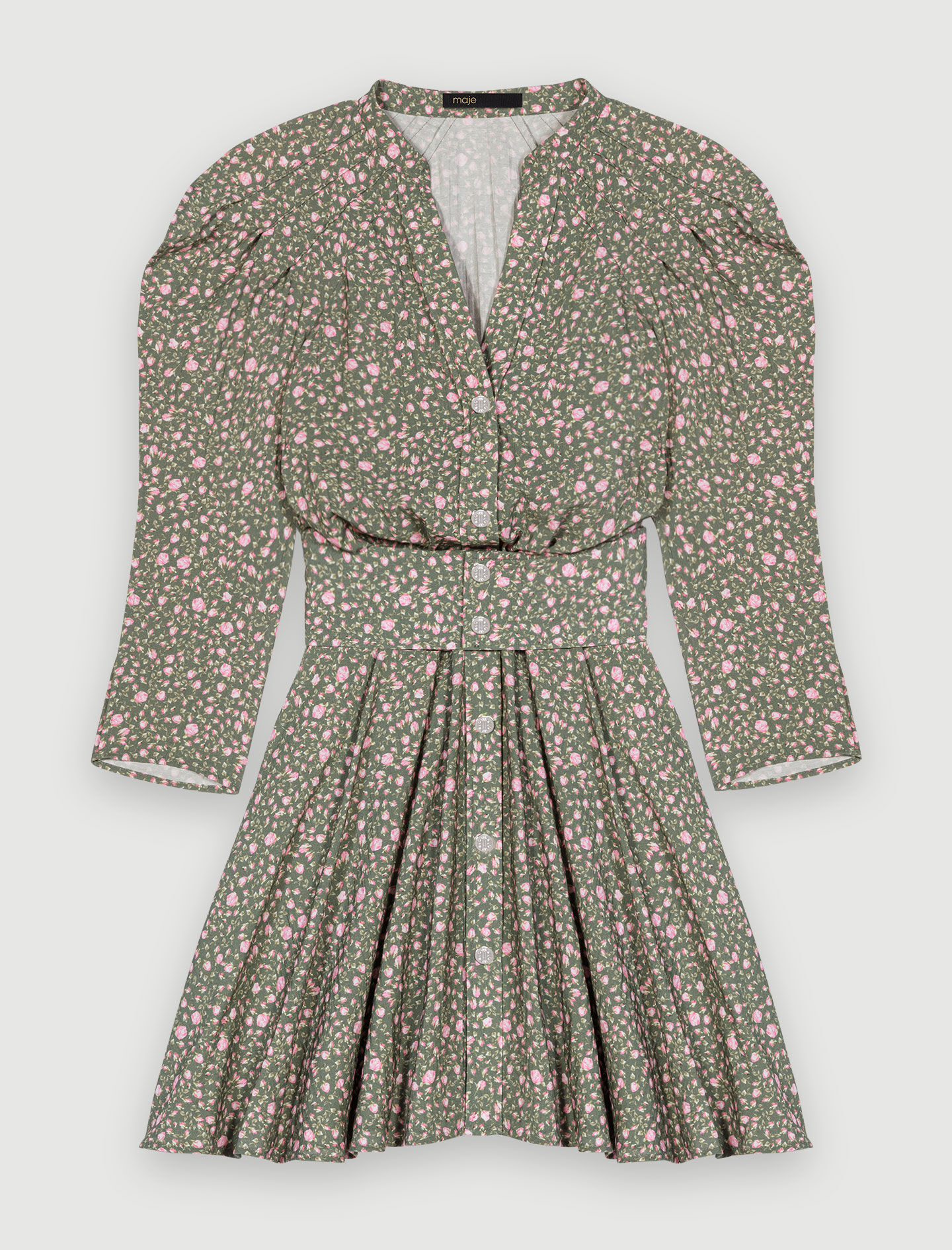 Korte jurk met volumineuze mouwen - Bouton de roses