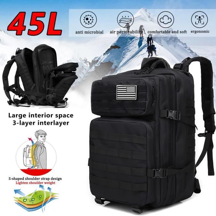 Zaino tattico militare da 45 litri, zaino da trekking, borsa di sopravvivenza, zaino da viaggio, zaino militare da trekking, tattico dell'esercito.