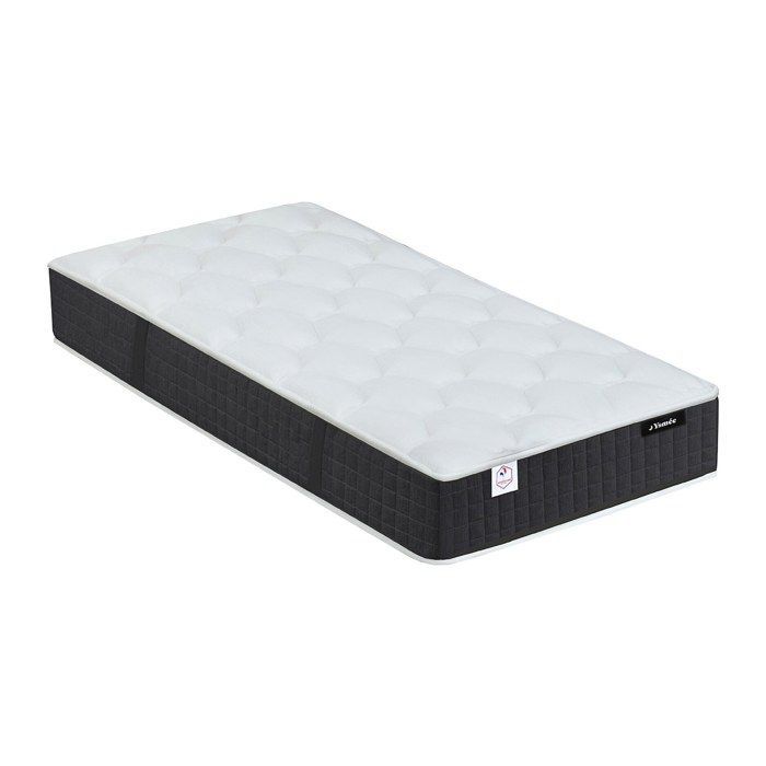 Cama eléctrica de relajación con base de láminas + colchón de muelles ensacados y espuma viscoelástica - 2 x 70 x 190 cm - Negra - PHANES by YSMÉE
