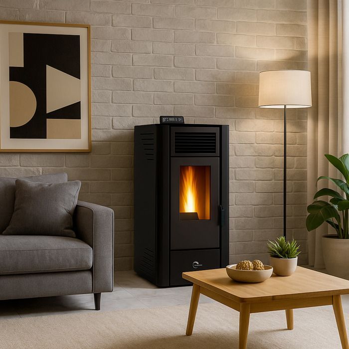 Estufa de pellets sellada negra Sannover Anita de 11,6 kW