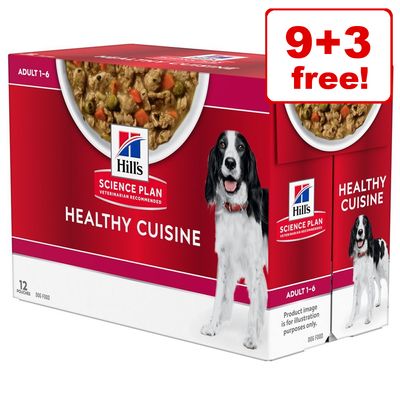 12 x 90g Υγρή τροφή για σκύλους Hill's Science Plan Healthy Cuisine - 9 + 3 Δωρεάν!*