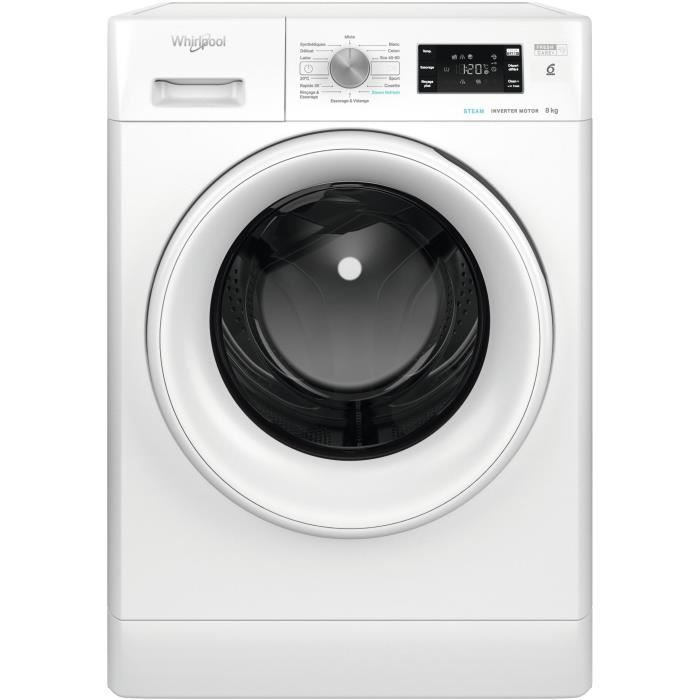 Lavatrice a carica frontale WHIRLPOOL FFBS8469WVFR FreshCare - 8 kg - Induzione - Larghezza 60 cm - 1400 giri/min - Classe energetica A - Bianca