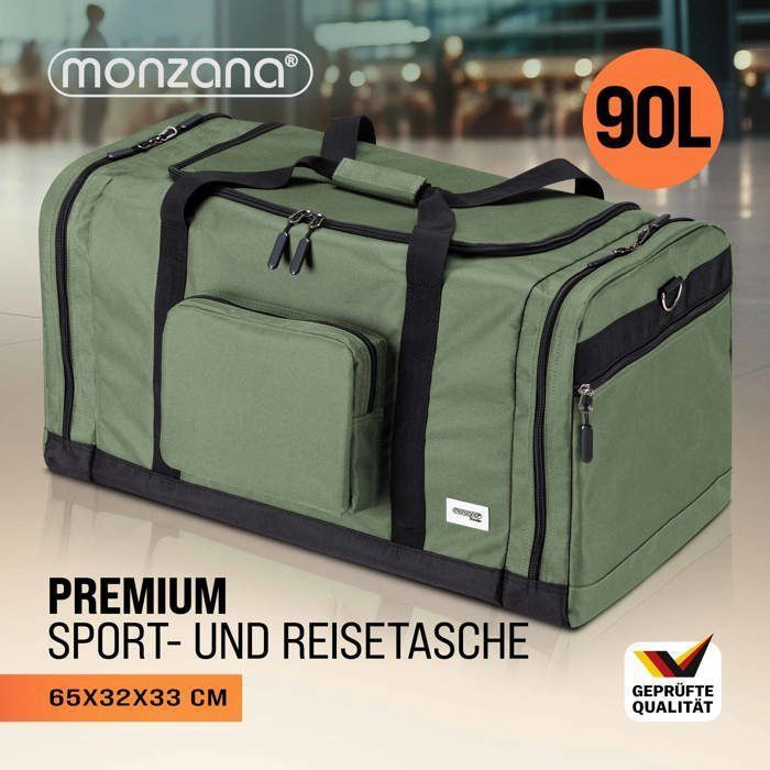 Bolsa de viaje MONZANA® de 90 L - 70 x 35 x 35 cm con correa de hombro ajustable y extraíble y bolsillos, bolsa deportiva, equipaje de cabina