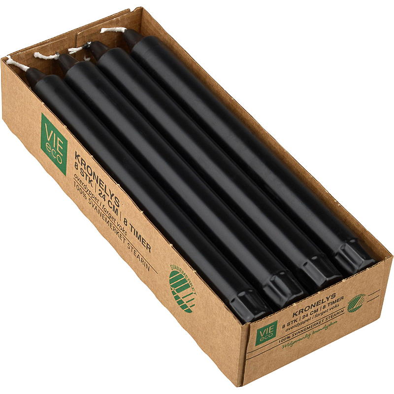 Vie Eco Crown -valaisin, 8 kpl, 24 cm, ekologinen musta