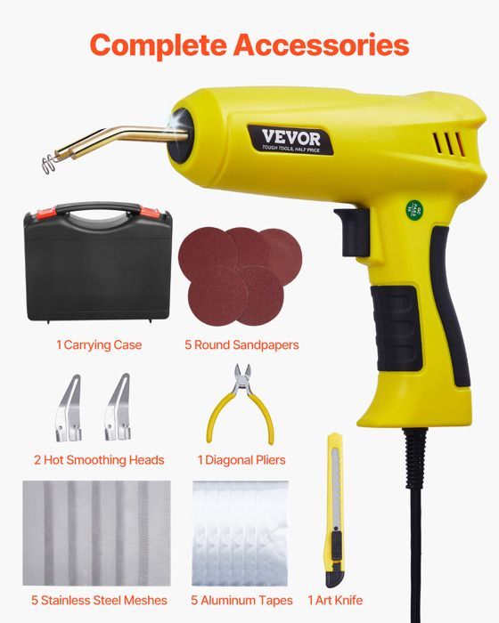 Kit de soldadura de plástico - VEVOR - XC-200 - 220 W - 800 grapas - 56 varillas de soldadura